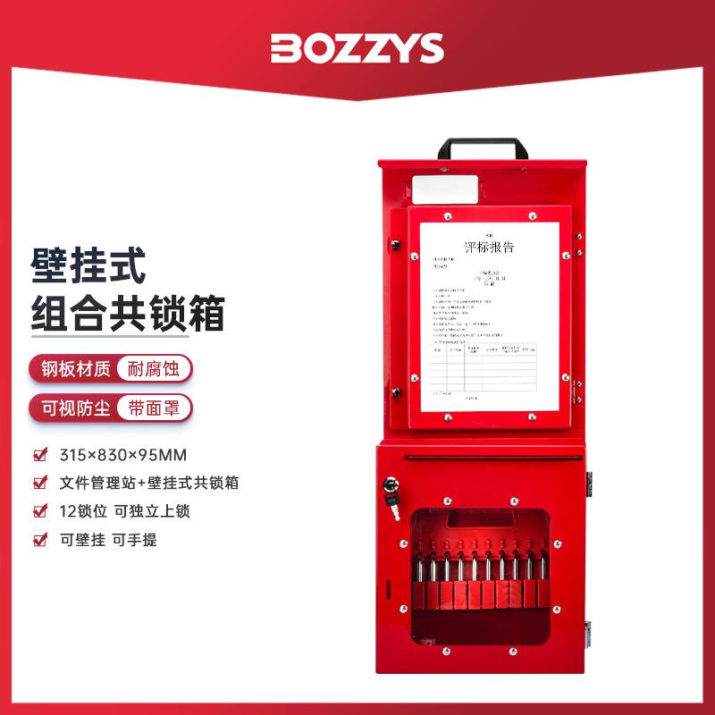 BOZZYS工业设备上锁挂签壁挂式组合共锁箱12锁位可视化锁具站厂家