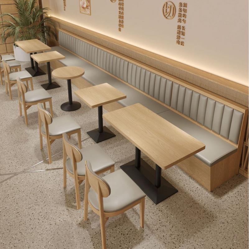 简约西餐厅烤肉店靠墙卡座小吃店奶茶店面馆中餐厅料理店桌椅组合