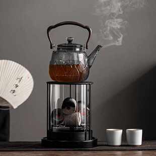 家用户外煮茶烧水套装 围炉煮茶玻璃观火炭炉耐高温加厚提梁壶冬季
