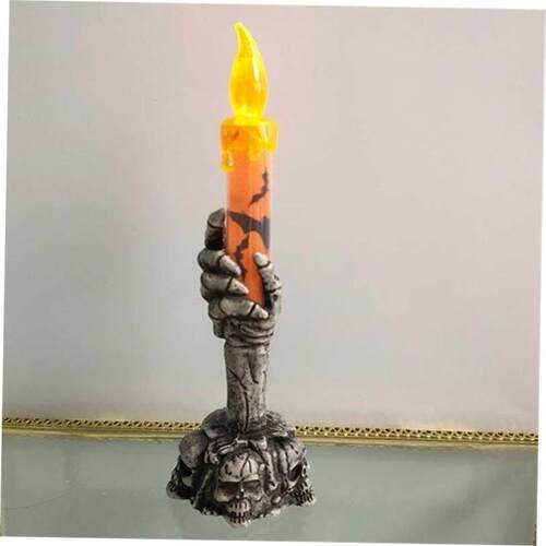 Halloween LED Lights Horror Skull Ghost Holding Candle Lamp