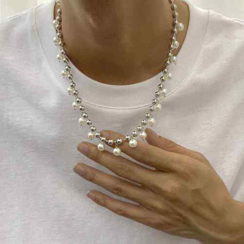 Pearl necklace simple temperament single-layer bead chain h1