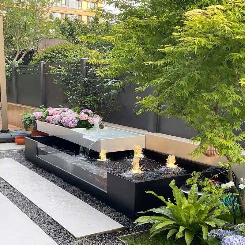 不锈钢鱼池水景造景LED灯光装饰可定制庭院景观制品