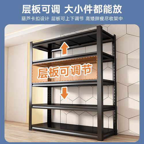 仓储货架置物架多层家用落地仓库储物架厨房阳台钢制储藏室收纳架