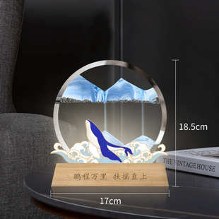 饰品小礼品装 木底座发光流沙画玻璃工艺品创意摆件小夜灯装 饰品