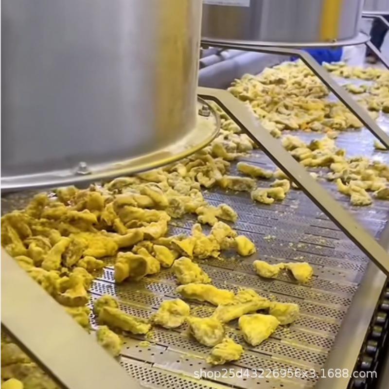 蘑菇上浆油炸流水线平菇油炸机猫耳朵油炸机油炸蘑菇油炸设备