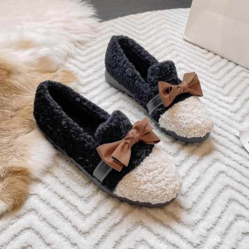 正品羊羔毛新鞋2024款豆豆鞋女冬季加绒厚毛大毛鞋外穿底棉鞋码41