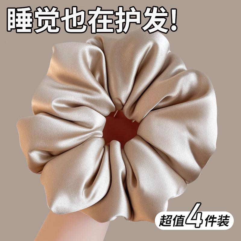 高级感枕头kitsch大肠发圈女睡眠神器缎面真丝头绳丸子头发绳头饰
