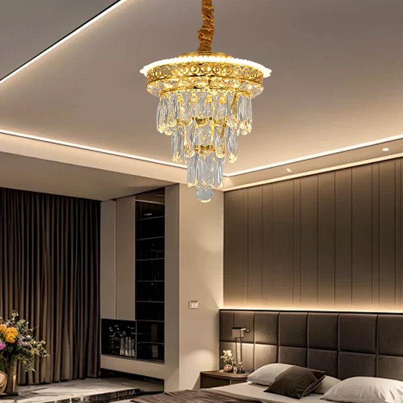 欧式水晶小吊灯美式轻奢过道灯走廊阳台灯玄关楼梯衣帽间灯门厅灯