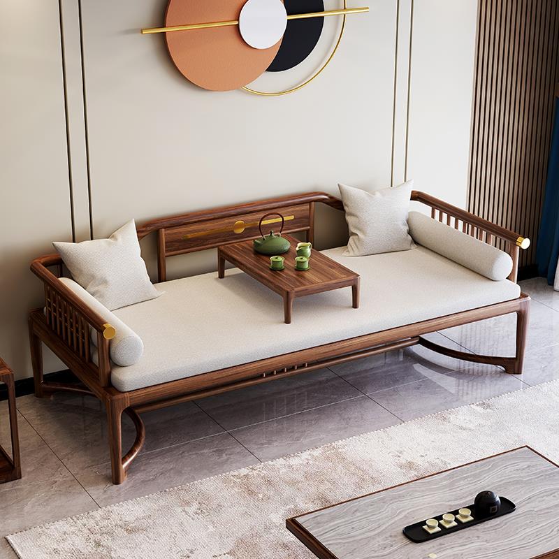 菠萝格木罗汉床榫卯结构现代沙发床冬夏两用全实木新中式罗汉榻