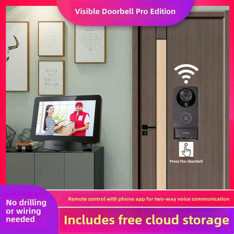 Tp-Link视频门铃猫眼显示无线监控家庭数字对讲免插拔智能
