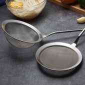 家火用不网锈钢锅油炸漏过滤油格漏勺深漏勺荷 厨房木柄加密烘焙