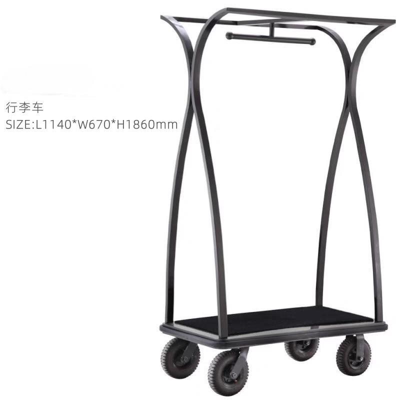 星级酒店行李车大堂礼宾车静音充气轮服务车手推箱包车机场运输车