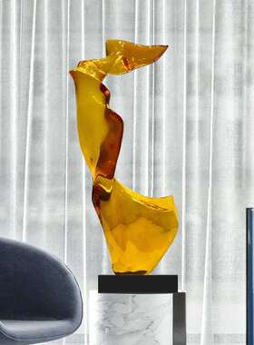 现代创意抽象摆件透明树脂雕塑酒店新中式客厅玄关样板间工艺品