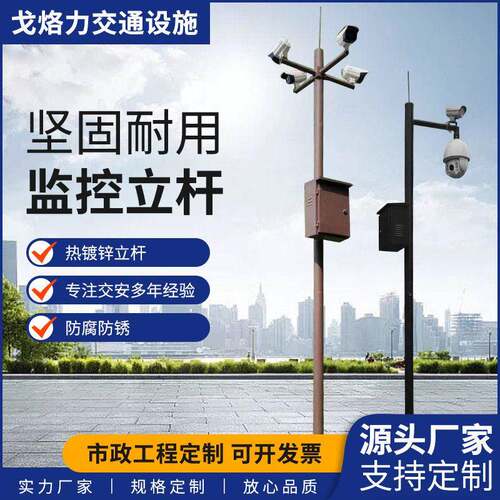 交通监控立杆3米组合杆多支臂镀锌管电警杆小区庭院公园家用户外