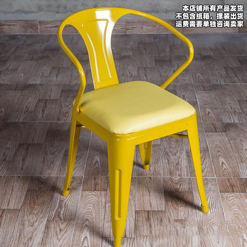 钢木结合椅铁皮靠背凳子工业复古椅子咖啡厅金属餐椅餐厅聚餐椅子