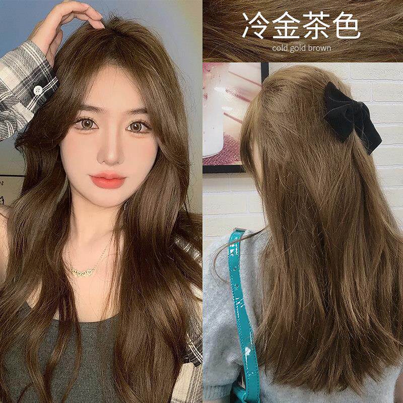格格家冷茶金染发剂植物冷金茶色冷棕染头发膏亚麻色女纯泡泡天然