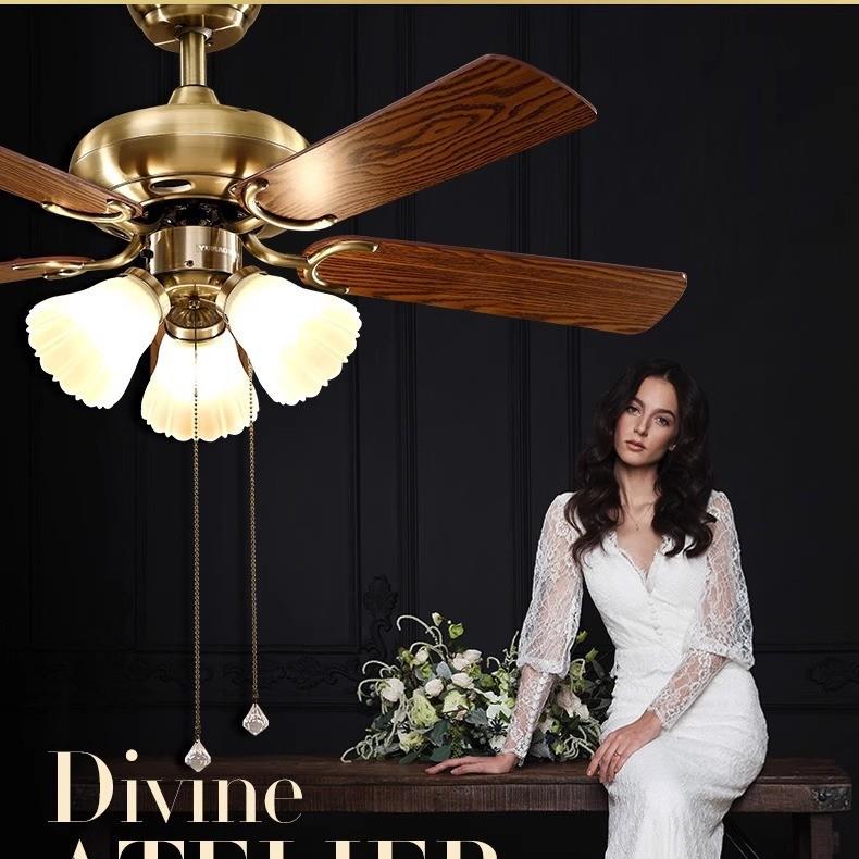 美式餐厅吊扇灯欧式客厅吊灯现代简约灯具卧室风扇灯北欧创意个性