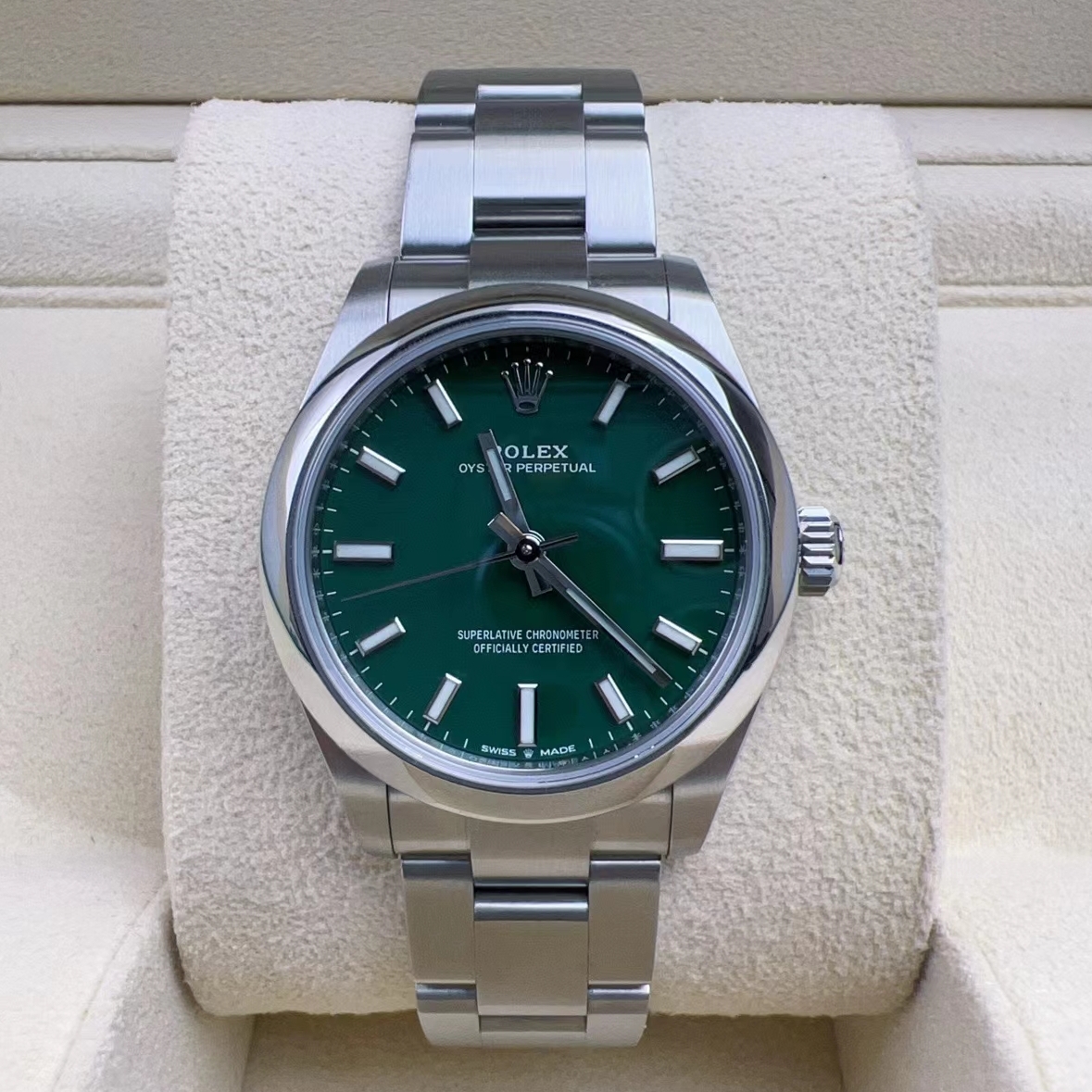 超值98新劳力士蚝式恒动m277200-0006绿盘自动机械女腕表31mm正品