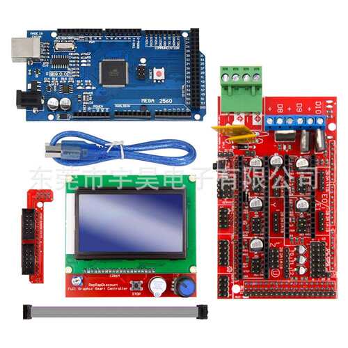 3d打印机配件 Ramps1.4控制器+2560R3+12864 LED屏 3D打印机套件