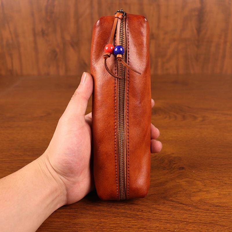 2024新款头层镜皮笔大容量收纳袋真皮眼手包工袋擦色复Magid