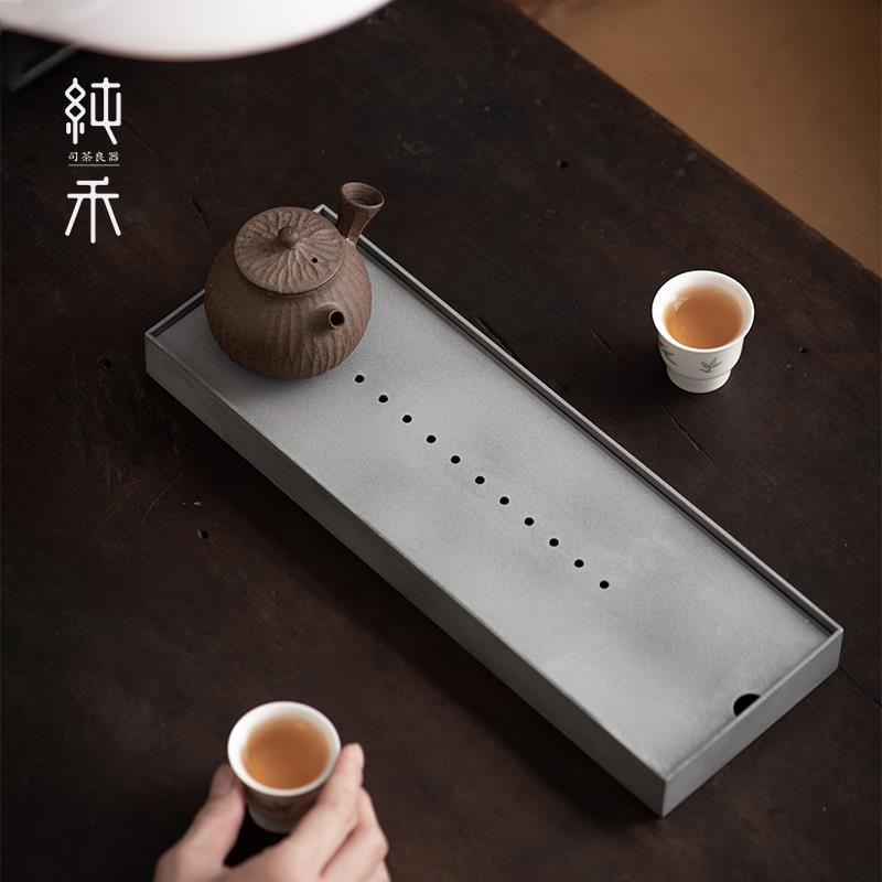 中式复古高级灰铝壶承茶盘干泡台小型储水式茶托盘茶承小茶台茶具