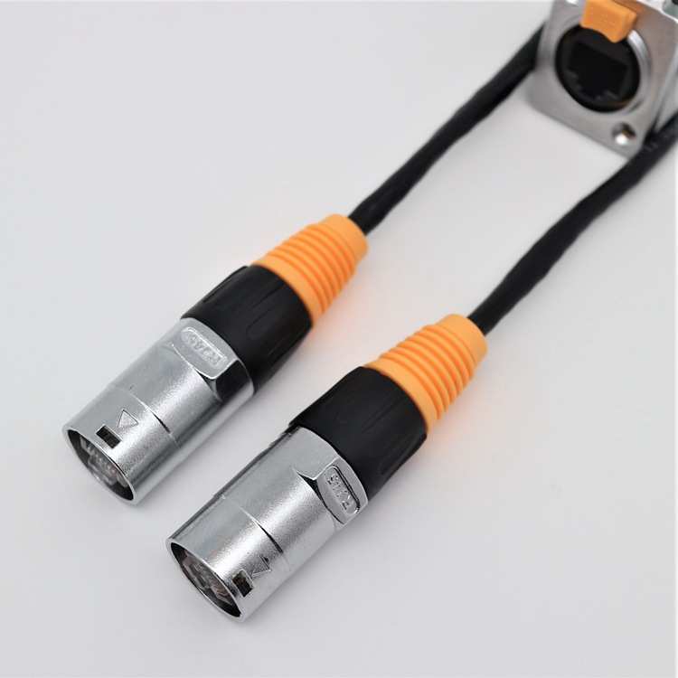 RJ45网络连接器 双网口带pin针防水母座 户外信号防水连接器