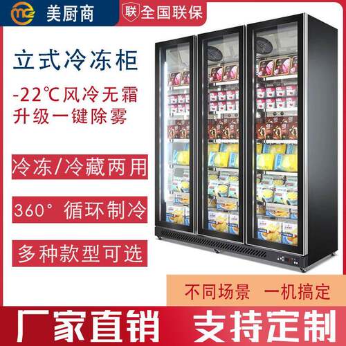 冷冻展示柜商用速冻柜急冻肉类冻品三门立式冰箱双门展示低温冰柜