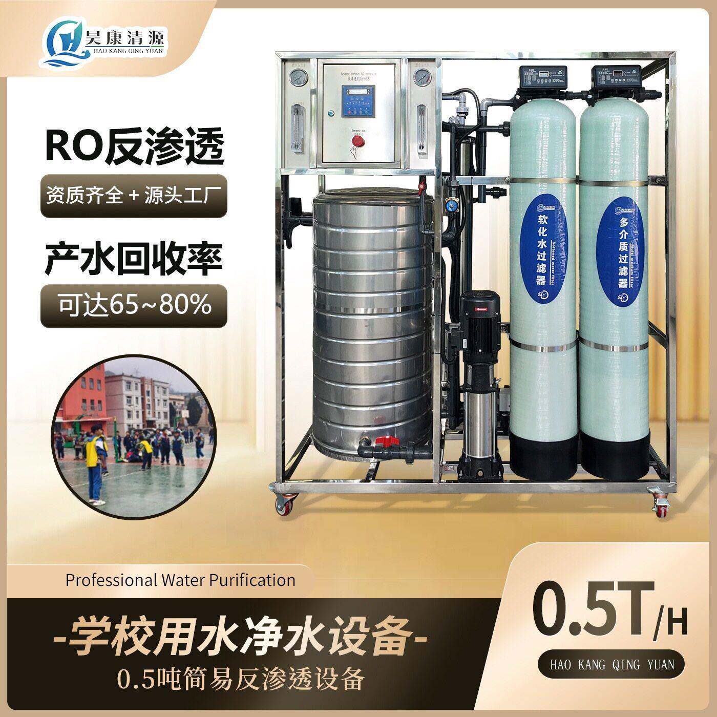 学校直饮水设备源头工厂净水设备纯水设备RO反渗透设备带水箱