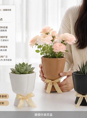 塑料花瓶插花高级摆件跨境花瓶