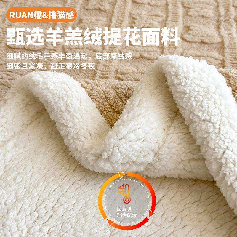 双层提花羊羔杉绒毛毯秋冬加厚毯子单人毛毯被午睡沙发披肩休闲盖