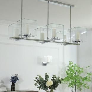 美式工业风餐吊灯餐桌吧台灯新中式长方形茶室灯酒店前台接待吊灯