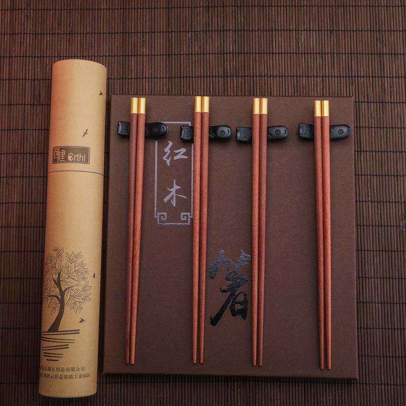 红檀木鸡翅木筷子家用实木红木十对套装方便高档高档快速防滑防霉