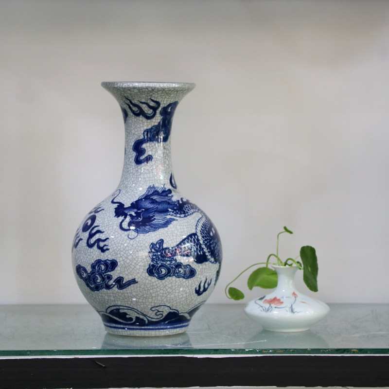 花插中式摆件花瓶摆件陶瓷景德镇仿古工艺品美人花插瓶家居青花瓷