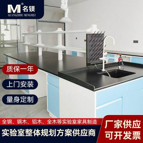 全钢实验台理化板钢木台学校水槽台pp理化学操作台耐腐蚀边台