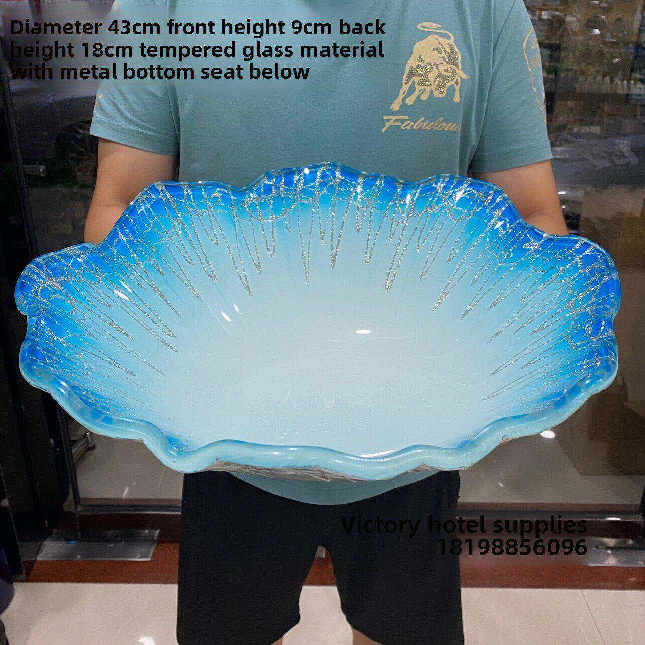 钢化玻璃刺身盘冰盘大海鲜拼盘创意日料鱼生摆盘自助餐具火锅盘子