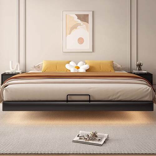 悬浮床现代简主卧家用1.2--2.01米8单双人床榻米无床榻排骨架床约