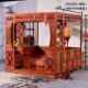 老式 仿古代典家具洞红梨实木月床千工拔踏步床雕花460架子床花中