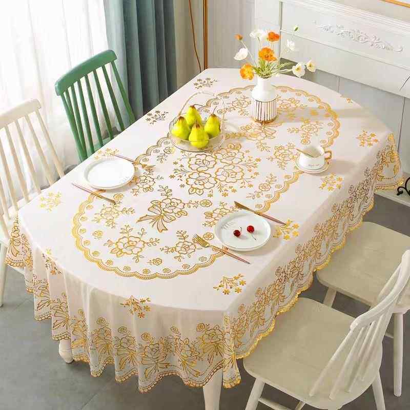 椭圆形餐桌布防水防烫免洗欧式长方形PVC塑料餐桌垫简约茶几台布