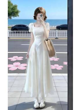 早春漂亮法式小个子初恋白色连衣裙子女2026新款夏季海边度假长裙