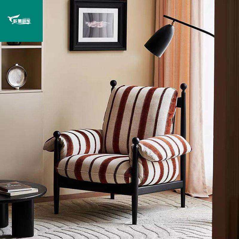 赤乌椅法式复古单人沙发椅高靠背设计师客厅阳台懒人单椅休闲椅子