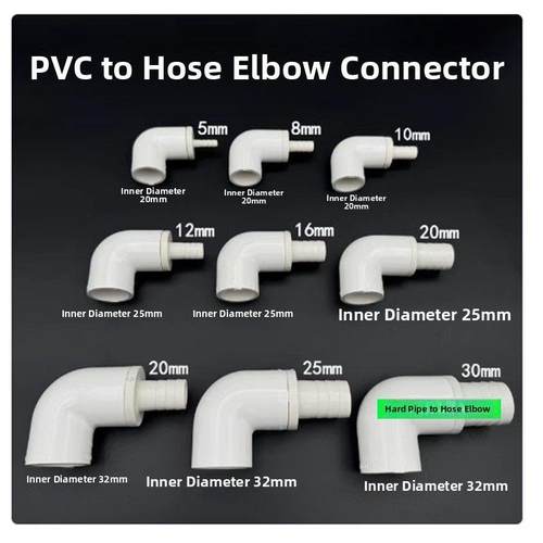 Pvc减径弯头减径90度弯头尺寸直角弯头Pvc给水管到软管接头宝塔弯