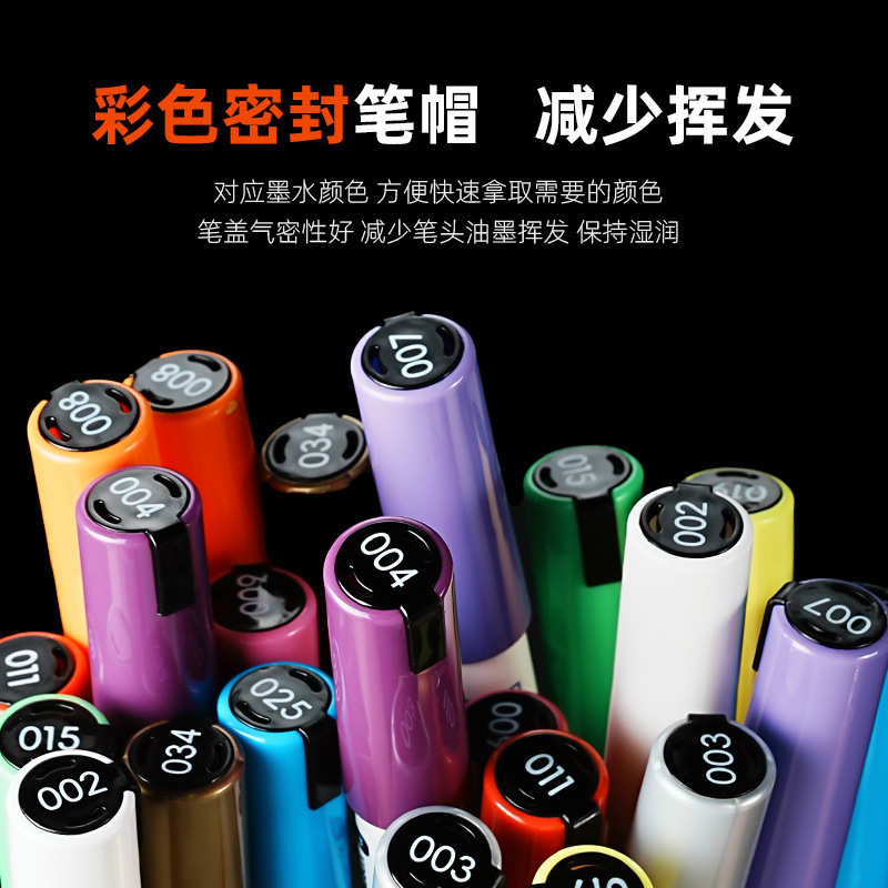 多色油漆笔按压阀门笔补漆笔防水防油工业不掉色轮胎笔碑文补漆笔