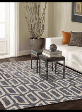 韩垫卧室地毯灰色涤纶格子邮风茶几沙发包地毯柔软客厅日几何地