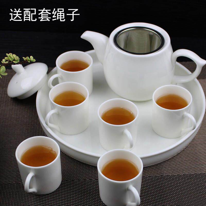 白瓷整套陶瓷有耳功夫茶具套装家用简约茶壶带把茶杯干泡盘茶台
