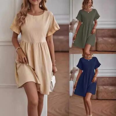 Women's cotton and linen dress女装棉麻连衣裙女
