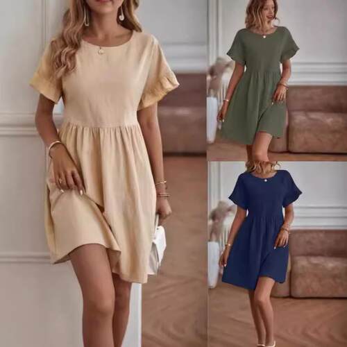 Women's cotton and linen dress女装棉麻连衣裙女