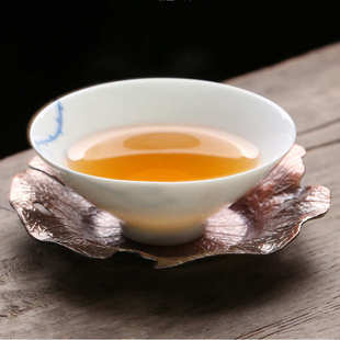 6个装 创意茶杯垫隔热壶托茶道配件复古铜色茶碟茶托茶具配件 包邮