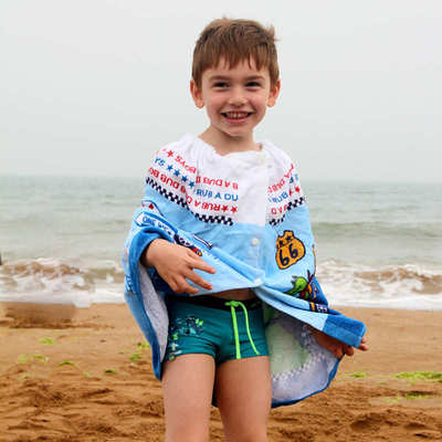 浴裙活性印花吸水浴室洗澡沙滩换衣纯棉儿童裹胸浴巾60cm浴袍式