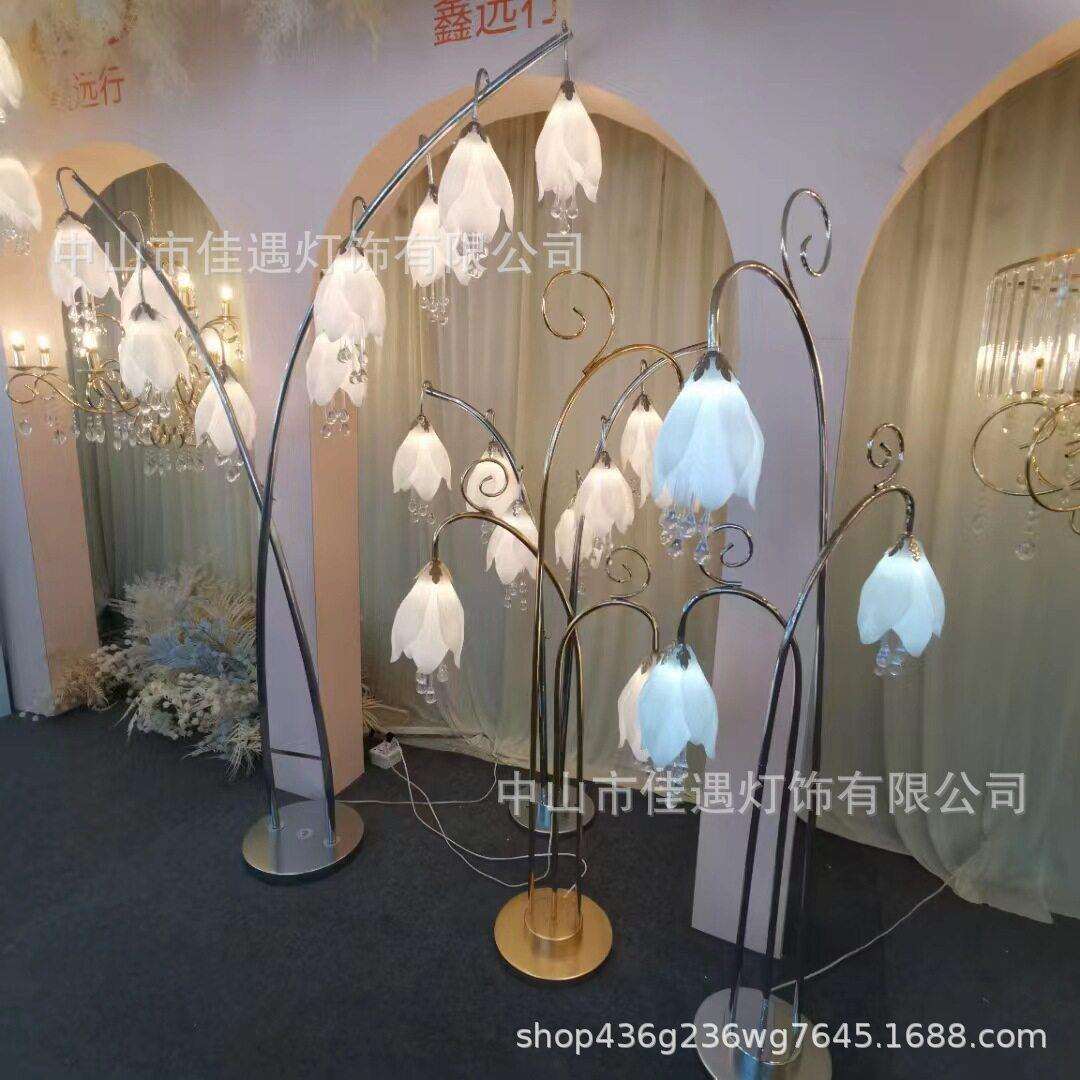 婚庆道具玉兰花发光路引灯电镀铁艺路引婚礼舞台场地装饰布置道具