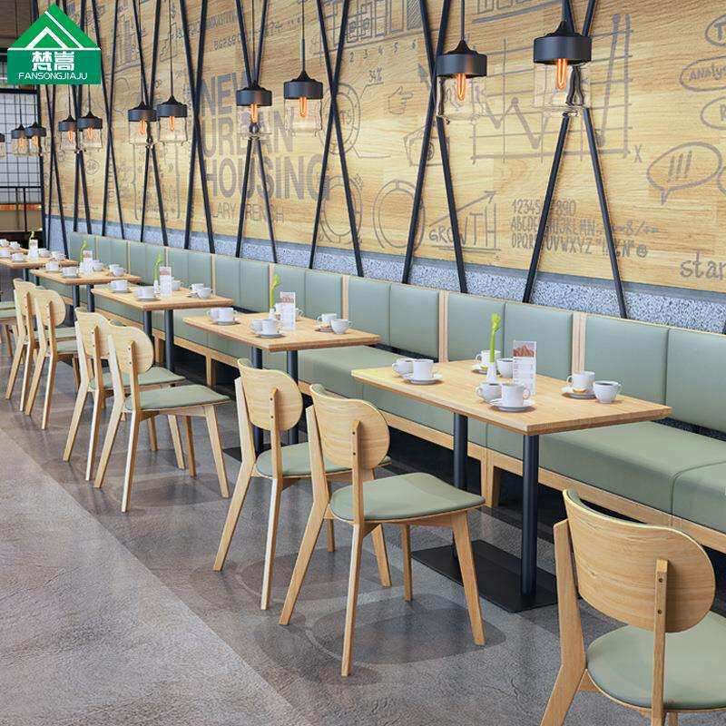 主题餐厅实木靠墙卡座音乐餐吧饭店西餐厅桌椅奶茶甜品店沙发组合